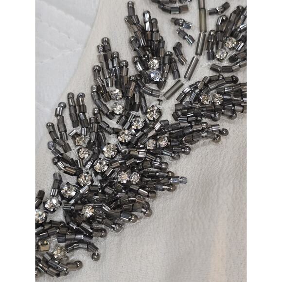 Topshop Cream Beaded Jeweled Sleeveless Cutout Back‎ Blouse Tank Top U.S. Sz 4 - Picture 8 of 10